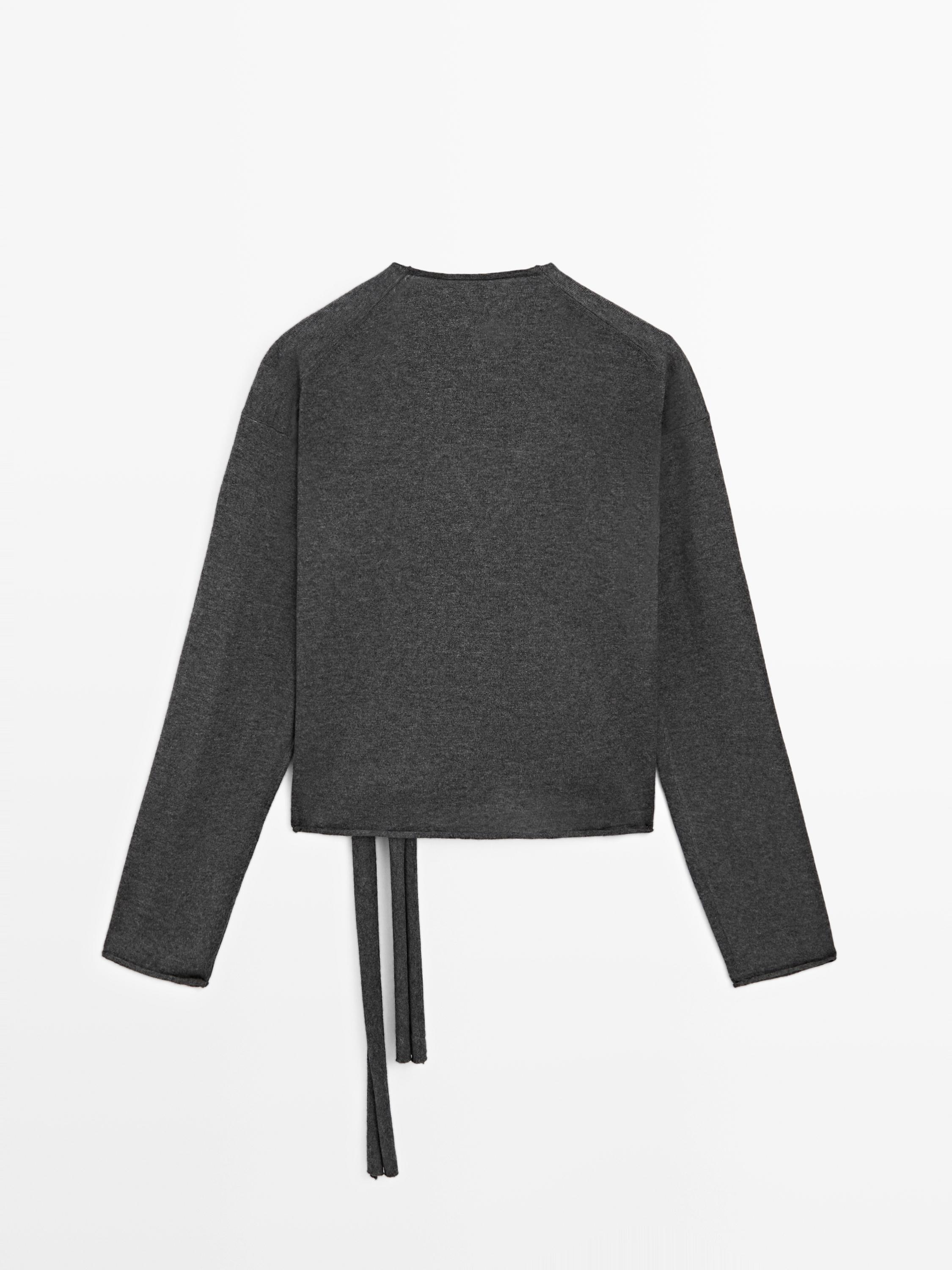 Knit wrap cardigan with lace detail